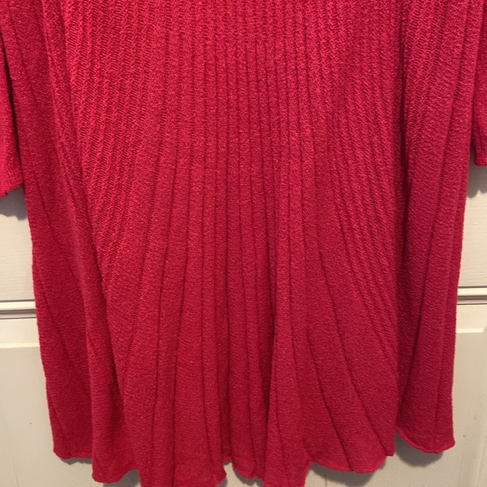 Nina Leonard Knit Long Cardigan Long Sleeve With Uneven Hem Bright Pink Size M - Picture 9 of 13